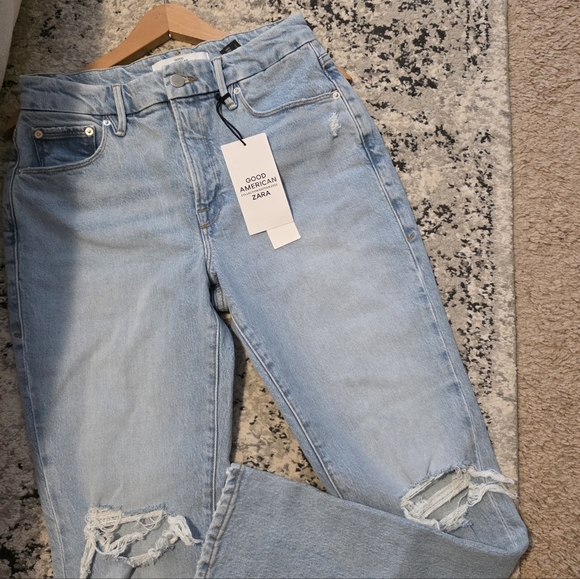 Good American Light Blue Straight Leg Jeans